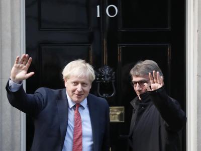 Premierminister Boris Johnson (l) empfängt den Präsidenten des Europäischen Parlaments, David Sassoli in London. Treffen in der Downing Street