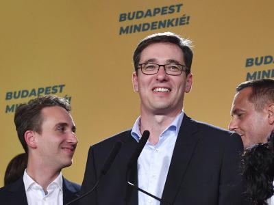 Gergely Karacsony, der siegreiche Kandidat der Opposition, nach der Bürgermeisterwahl in Budapest. Bürgermeisterwahl in Budapest