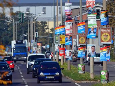 Wahlplakate in Erfurt: Thüringen wählt am 27. Oktober einen neuen Landtag. Wahlkampf in Thüringen