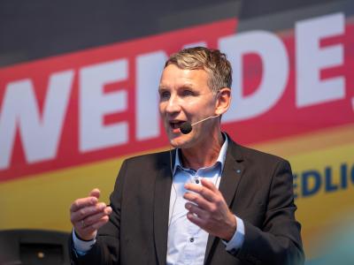 Björn Höcke, AfD-Spitzenkandidat für die Landtagswahl in Thüringen und Wortführer des rechtsnationalen AfD-Flügels, spricht in Bad Langensalza. Björn Höcke