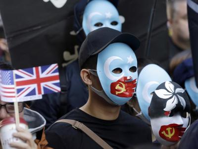 Pro-demokratische Demonstranten während eines Protestmarsches in Hongkong. Protestmarsch