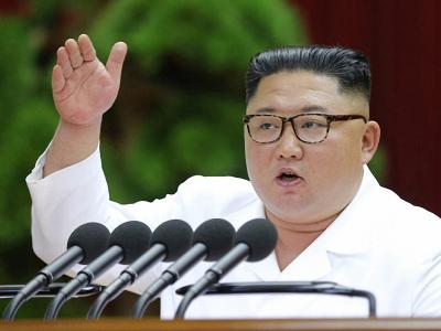 Nordkoreas Machthaber Kim Jong Un gestikuliert bei einem Treffen führender Funktionäre der regierenden Arbeiterpartei. Nordkoreas Machthaber Kim
