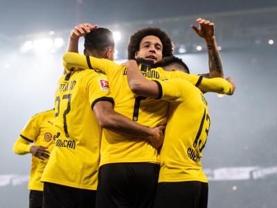 Die Dortmunder feiern den klaren Sieg gegen Eintracht Frankfurt. Borussia Dortmund