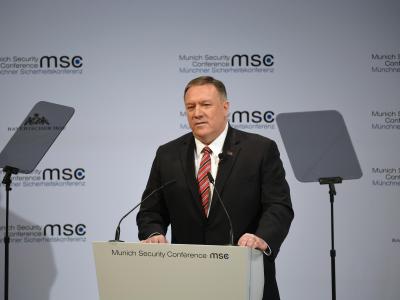 US-Außenminister Mike Pompeo spricht auf der 56. Münchner Sicherheitskonferenz. Mike Pompeo