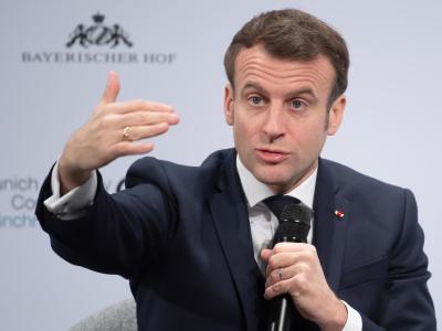 Emmanuel Macron am zweiten Tag der Münchner Sicherheitskonferenz. Emmanuel Macron