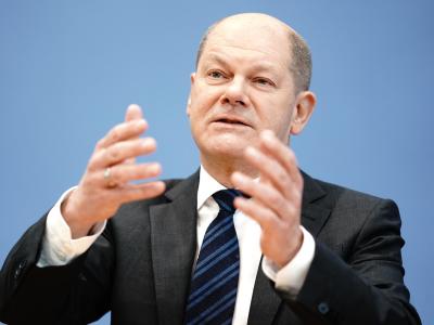 Finanzminister Olaf Scholz vergangene Woche während einer Pressekonferenz zu den wirtschaftlichen Auswirkungen der Coronakrise. Olaf Scholz