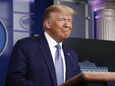 Donald Trump vergangenes Wochenende während einer Pressekonferenz zu weiteren Maßnahmen gegen die Corona-Krise. Donald Trump
