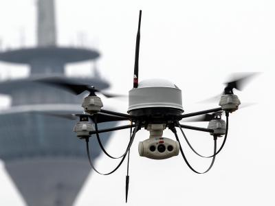 Eine Drohne der Polizei. Testflug