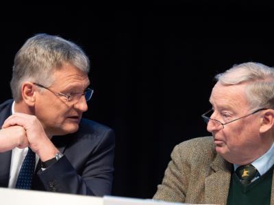 Der AfD-Vorsitzende Jörg Meuthen (l) und Bundestagsfraktionschef Alexander Gauland. Meuthen und Gauland