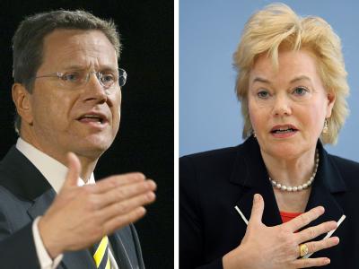 FDP-Chef und Vizekanzler Westerwelle und die Präsidentin des Bundes der Vertriebenen, Steinbach. Westerwelle und Steinbach