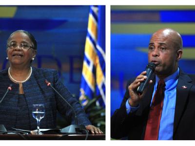 Mirlande Manigat (l) und Michel Martelly werden bei der Stichwahl um das haitianische Präsidentenamt gegeneinander antreten. Mirlande Manigat und Michel Martelly